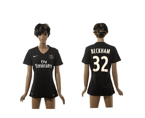 Women's Paris Saint Germain #32 Beckham Black Soccer Club Jersey