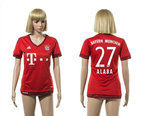 Women's Bayern Munchen #27 Alaba Home Soccer Club Jersey