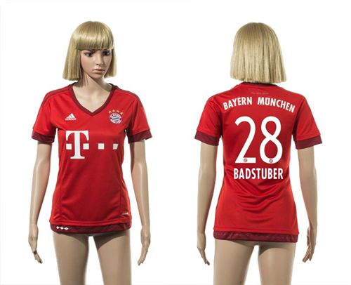 Women's Bayern Munchen #28 Badstuber Home Soccer Club Jersey