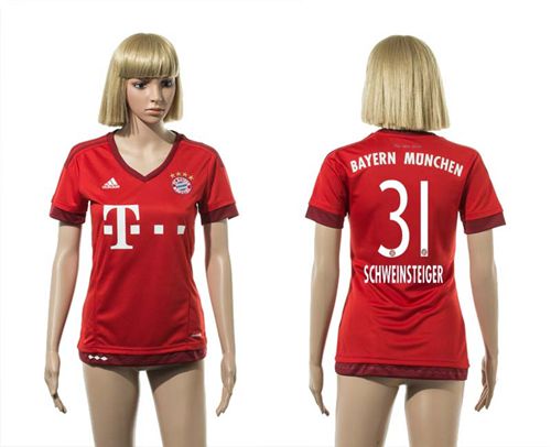Women's Bayern Munchen #31 Schweinsteiger Home Soccer Club Jersey