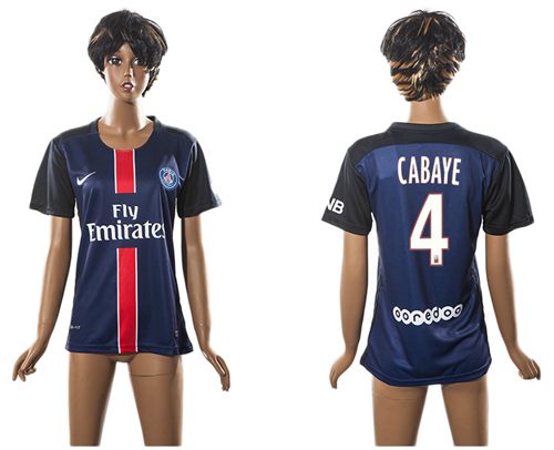 Women's Paris Saint Germain #4 Cabaye Home Soccer Club Jersey
