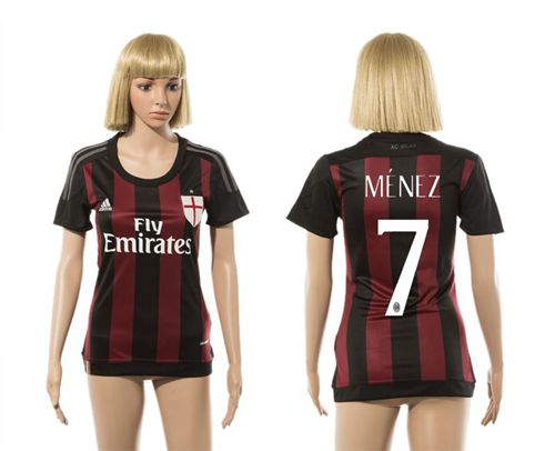 Women's AC Milan #7 Menez Home Soccer Club Jersey