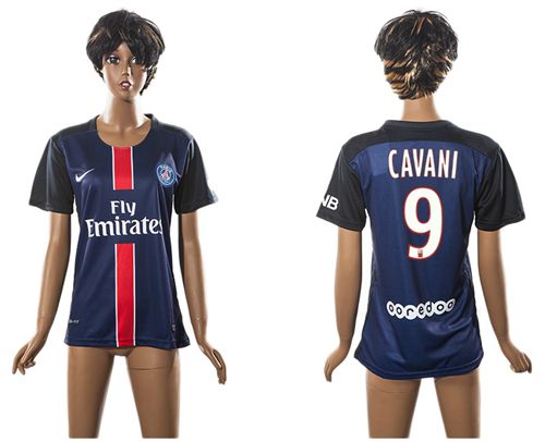 Women's Paris Saint Germain #9 Cavani Home Soccer Club Jersey