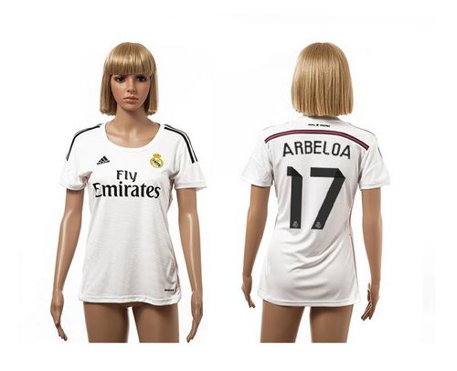 Women's Real Madrid #17 Arbeloa Home Soccer Club Jersey