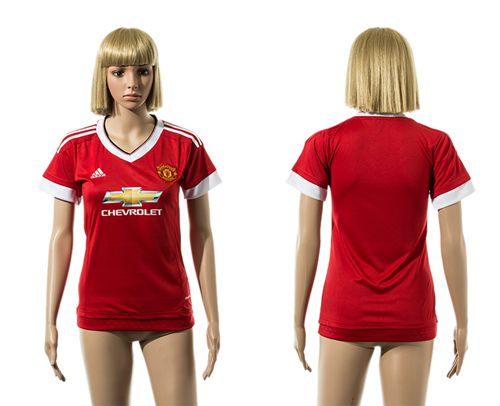 Women's Manchester United Blank Red Home Soccer Club Jersey