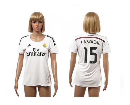 Women's Real Madrid #15 Carvajal Home Soccer Club Jersey