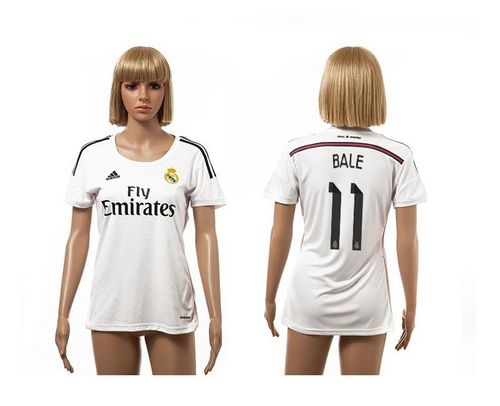 Women's Real Madrid #11 Bale Home Soccer Club Jersey