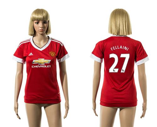Women's Manchester United #27 Fellaini Red Home Soccer Club Jersey