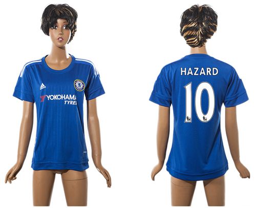 Women's Chelsea #10 Hazard Home Soccer Club Jersey