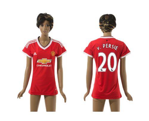 Women's Manchester United #20 v.Persie Red Home Soccer Club Jersey
