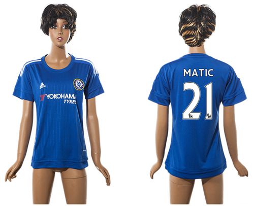 Women's Chelsea #21 Matic Home Soccer Club Jersey