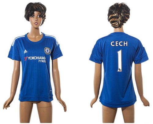 Women's Chelsea #1 Cech Home Soccer Club Jersey