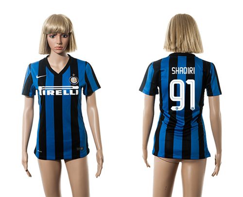 Women's Inter Milan #91 Shaqiri Home Soccer Club Jersey