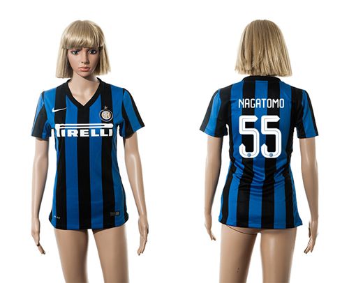 Women's Inter Milan #55 Nagatomo Home Soccer Club Jersey
