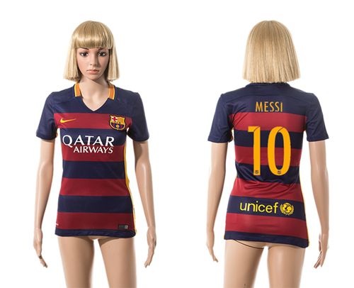Women's Barcelona #10 Messi Home Soccer Club Jersey