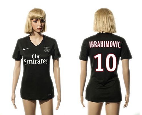 Women's Paris Saint Germain #10 Ibrahimovic Black Soccer Club Jersey