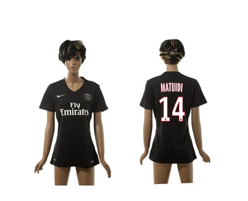Women's Paris Saint Germain #14 Matuidi Black Soccer Club Jersey