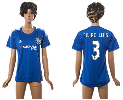 Women's Chelsea #3 Filipe Luis Home Soccer Club Jersey