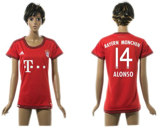 Women's Bayern Munchen #14 Alonso Home Soccer Club Jersey