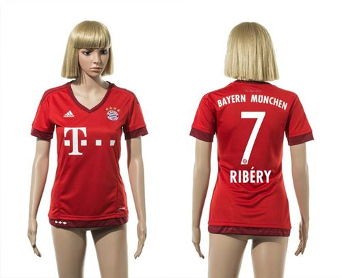 Women's Bayern Munchen #7 Ribery Home Soccer Club Jersey