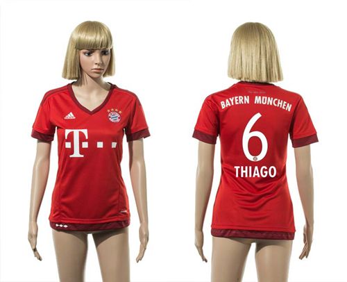 Women's Bayern Munchen #6 Thiago Home Soccer Club Jersey