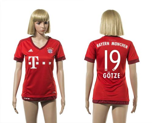 Women's Bayern Munchen #19 Gotze Home Soccer Club Jersey