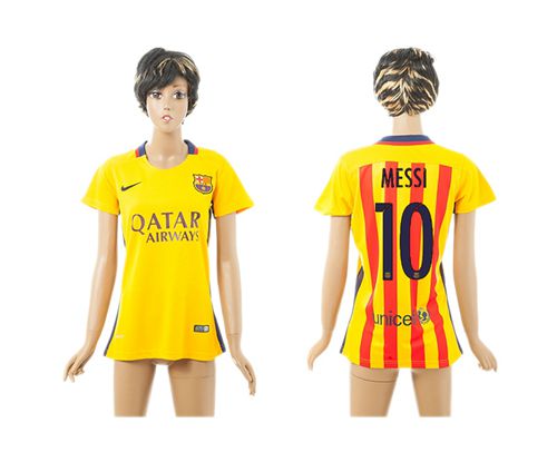Women's Barcelona #10 Messi Away Soccer Club Jersey