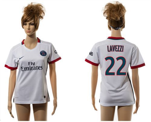 Women's Paris Saint Germain #22 Lavezzi Away Soccer Club Jersey