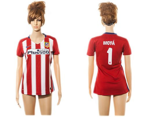 Women's Atletico Madrid #1 Moya Home Soccer Club Jersey