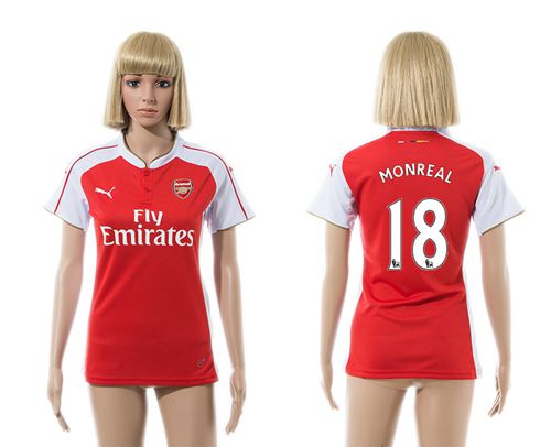 Women's Arsenal #18 Monreal Home Soccer Club Jersey