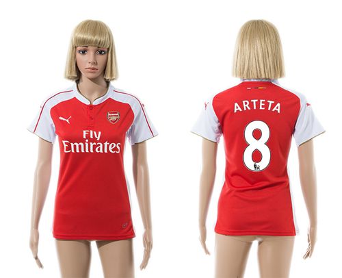 Women's Arsenal #8 Arteta Home Soccer Club Jersey