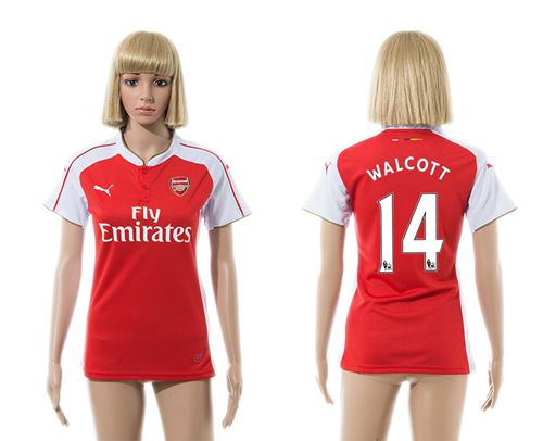 Women's Arsenal #14 Walcott Home Soccer Club Jersey