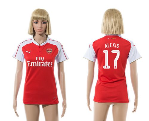 Women's Arsenal #17 Alexis UEFA Champions Home Soccer Club Jersey