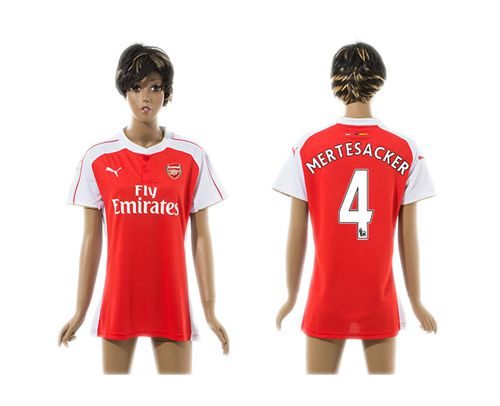 Women's Arsenal #4 Mertesacker Home Soccer Club Jersey