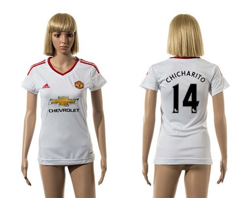 Women's Manchester United #14 Chicharito White Away Soccer Club Jersey