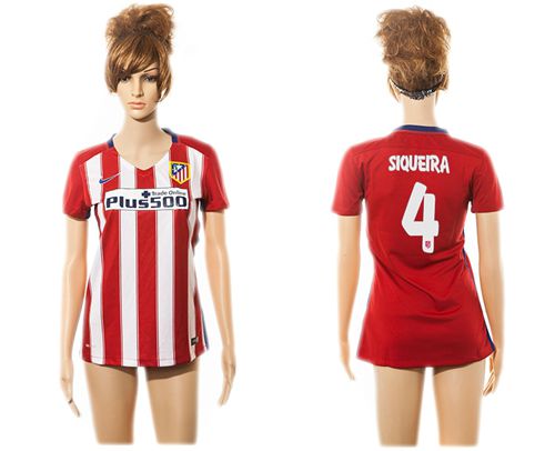Women's Atletico Madrid #4 Siqueira Home Soccer Club Jersey