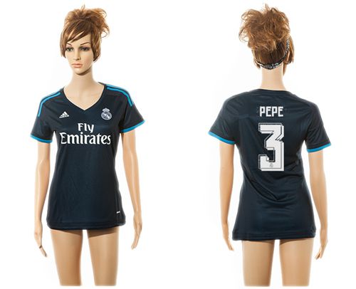 Women's Real Madrid #3 Pepe Sec Away Soccer Club Jersey