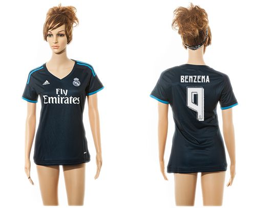 Women's Real Madrid #9 Benzema Sec Away Soccer Club Jersey