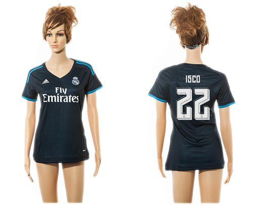 Women's Real Madrid #22 Isco Sec Away Soccer Club Jersey