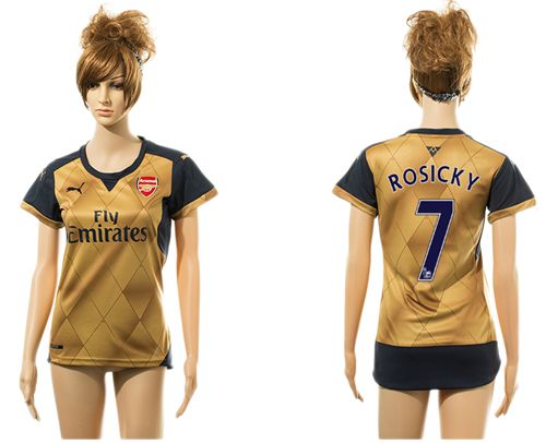 Women's Arsenal #7 Rosicky Gold Soccer Club Jersey