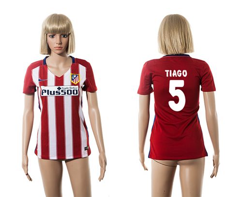 Women's Atletico Madrid #5 Tiago Home Soccer Club Jersey