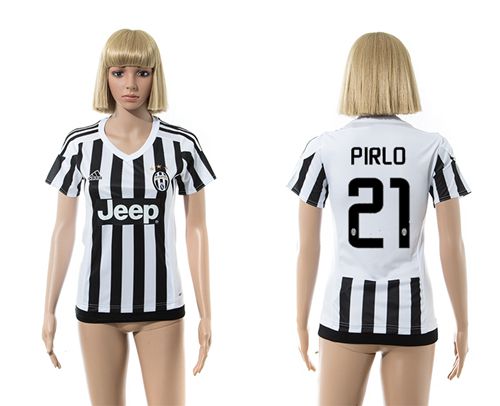 Women's Juventus #21 Pirlo Home Soccer Club Jersey