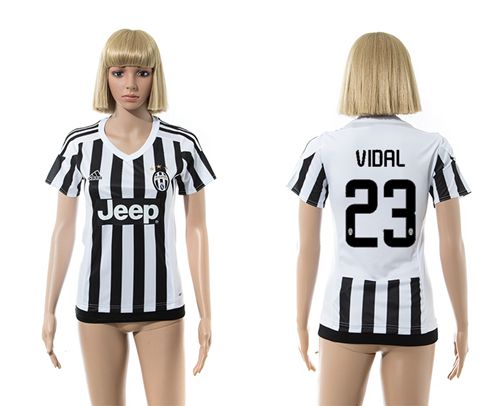 Women's Juventus #23 Vidal Home Soccer Club Jersey
