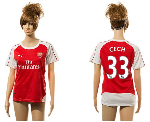 Women's Arsenal #33 Cech Home Soccer Club Jersey