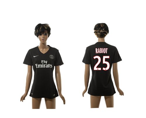 Women's Paris Saint Germain #25 Rabiot Black Soccer Club Jersey