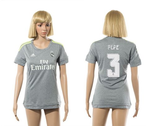 Women's Real Madrid #3 Pepe Grey Soccer Club Jersey
