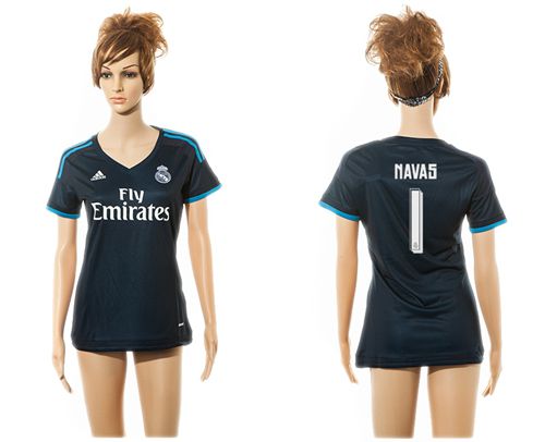 Women's Real Madrid #1 Navas Sec Away Soccer Club Jersey