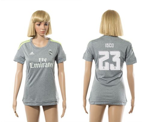 Women's Real Madrid #23 Isco Grey Soccer Club Jersey