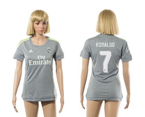 Women's Real Madrid #7 Ronaldo Grey Soccer Club Jersey