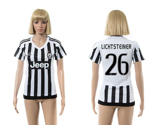 Women's Juventus #26 Lichtsteiner Home Soccer Club Jersey